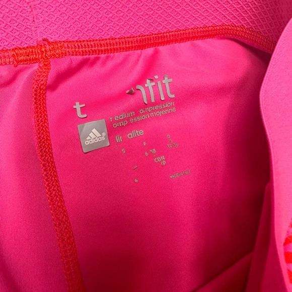 Adidas Climalite Techfit Compression Shorts Pink & Orange Abstract Womens Small - Picture 5 of 6